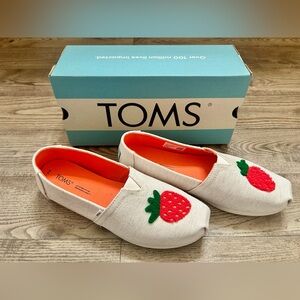 TOMS Women’s Natural Melange Woven Strawberry Embroidery Alpargata Slip-ons